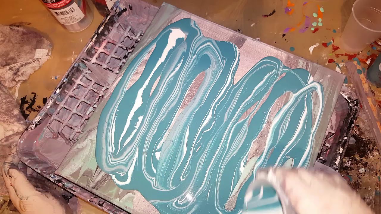 Tuscan Teal and White acrylic pour painting YouTube
