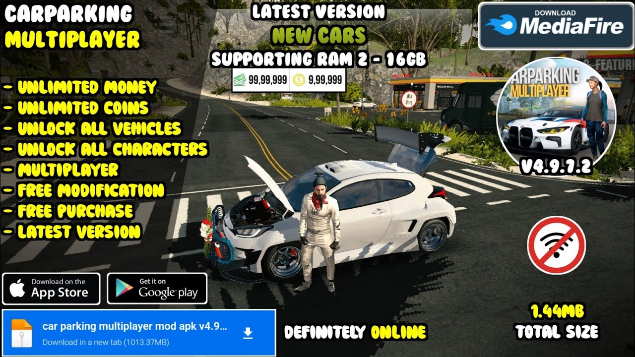 car parking multiplayer mod apk v4.9.7.2 | latest version, reworked cars, unlimited coins & new cars