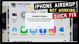 AIRDROP NOT WORKING | UNABLE TO SHARE THERE WAS AN ERROR WHILE PREPARING TO SHARE