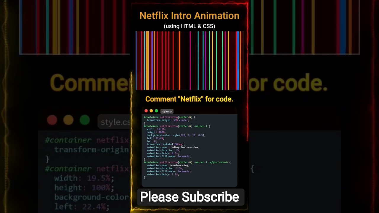 Netflix Intro Animation Using HTML CSS JavaScript | Netflix Light Effect Clone Tutorial | STM CODER