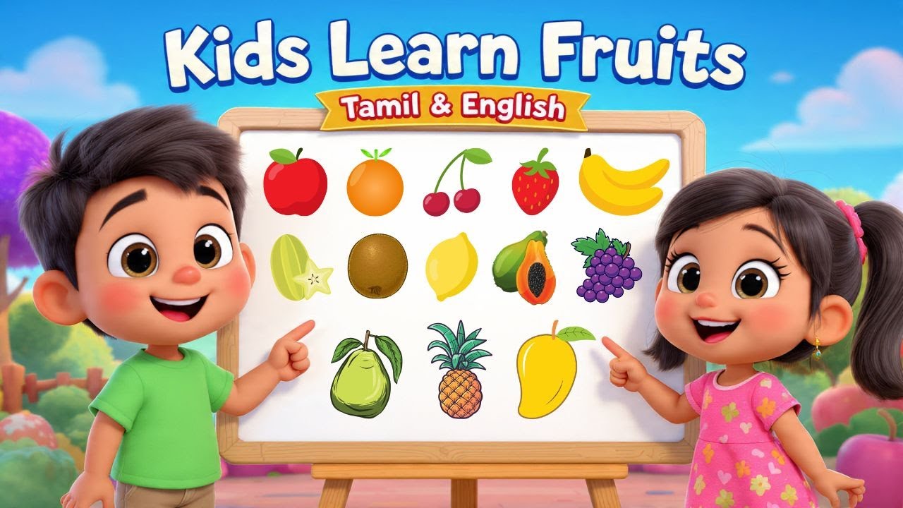 Kids Learn Fruits / Fruits Name in English & Tamil / Fruits Name for Kids /பழங்கள் - Kids Learnium