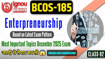 BCOS 185 Important Questions December 2025 in English |BCOS 185 Enterpreneurship Question Paper 2025