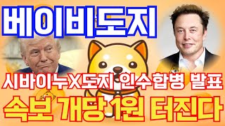 [베이비도지코인] 베이비도지 전망 시바이누X도지 인수합병 발표 속보 개당 1원! #베이비도지코인호재 #베이비도지코인목표가 #베이비도지코인대응 #베이비도지코인 #베이비도지코인전망