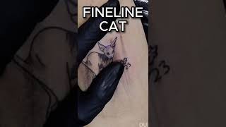 Tattooing Cat In Fineline Style | DURION TATTOO #tattoo #lineart #tattoos #duriontattoo #blacktattoo