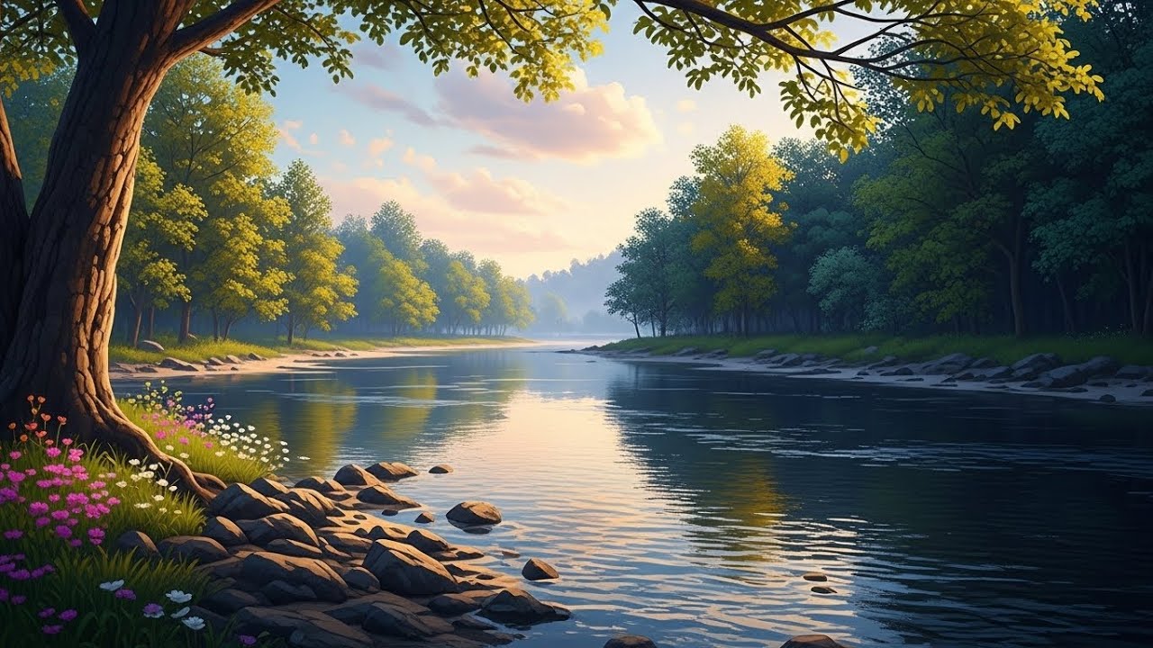 Flowing River Night 🌿 Peaceful Nature Soundscape for Deep Sleep and Serenity 