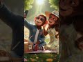 Monkey + Girlfriend = Couple Goals 🐒❤️ #anime #shortvideo #story #monkey #ai