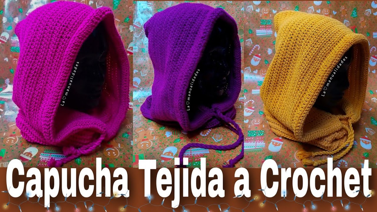 Gorro Capucha Tejida a Crochet- La Manualidades - YouTube
