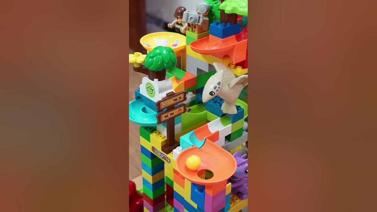 Dinosaur duplo marble slide ASMR Ep01 lego duplo dinosaur ball 