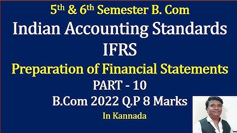 IFRS - Preparation of Balance Sheet/SOFP - B.COM 2022 Q.P 8 Marks By Srinath Sir