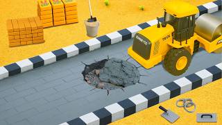 DIY Road Construction Science Project - Repairing a Large Broken Asphalt Hole with Heavy Roller