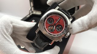 Sold european watch gallery c587 panerai ferrari granturismo
chronograph red, stainless steel, red dial, ref: fer00013, complete
with box, papers & accessori...