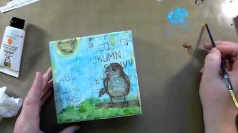 Scribbly bird canvas process video for ScrapbookNerd.com