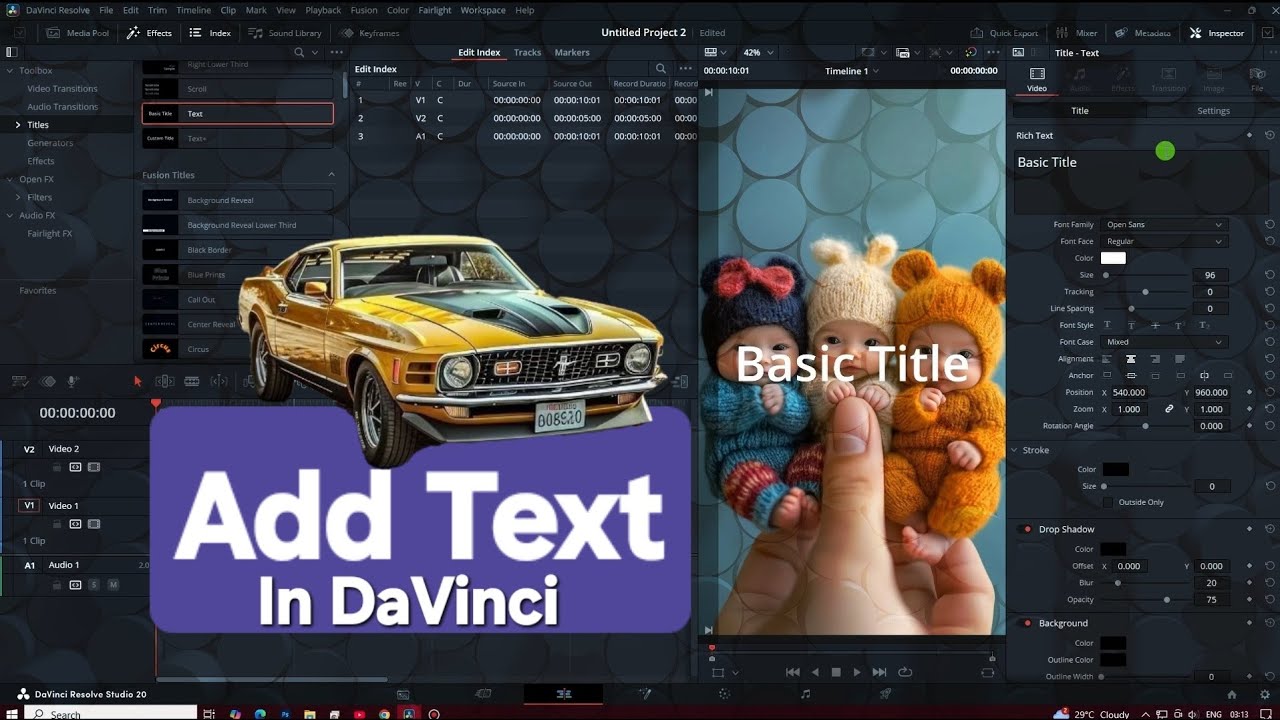 Add Text In Davinci Resolve Easy way