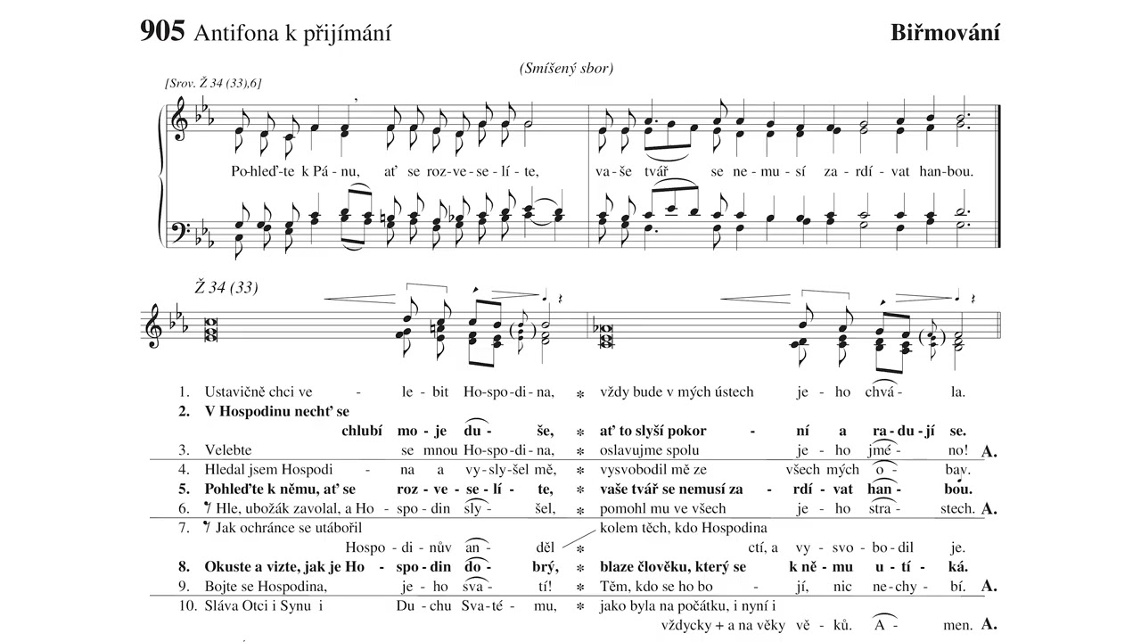 Pohleďte k Pánu, ať se rozveselíte, vaše tvář se nemusí zardívat hanbou. | Obřadní graduál 905