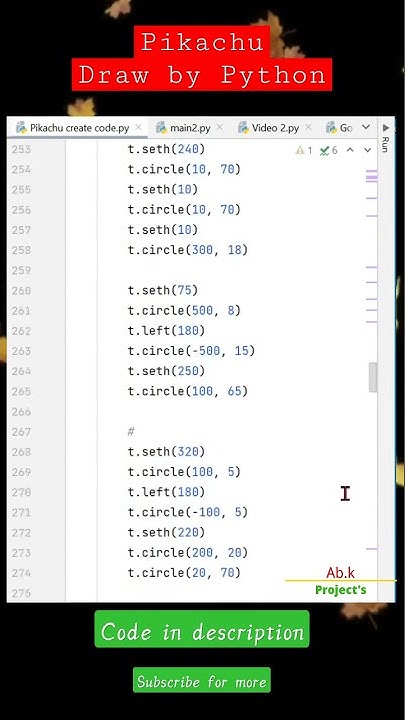 Pikachu Draw by Python Programming || Python Code by Abhi || Ab.k ...
