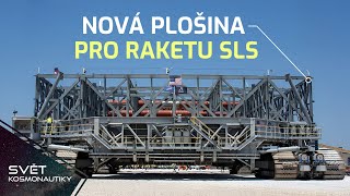 Přesun zárodku obří plošiny pro raketu SLS, zkouška motoru AeonR a nová porce Starlinků