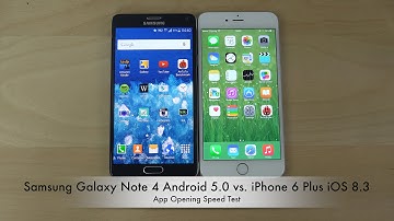Samsung Galaxy Note 4 Android 5.0 Lollipop vs. iPhone 6 Plus iOS 8.3 - App Opening Speed Test (4K)