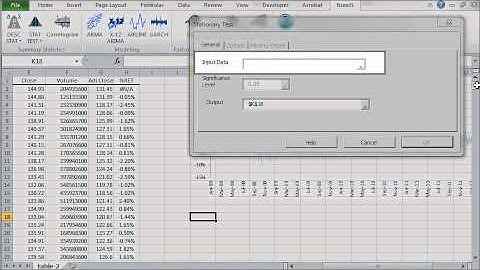 Stationary Test in Excel with NumXL 1.58