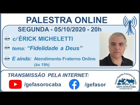 Assista: Palestra online - c/ ÉRICK MICHELETTI (05/10/2020)