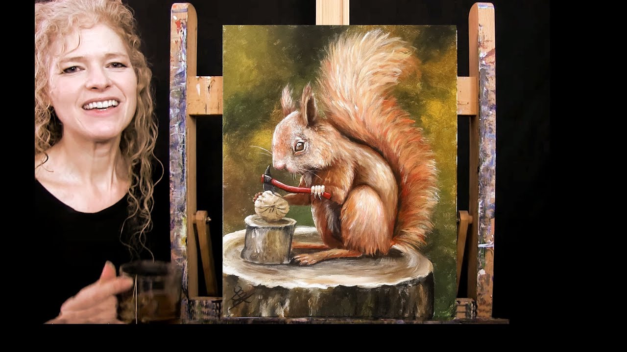 Learn How to Paint NUT CRACKING SQUIRREL with Acrylic Paint & Sip at
