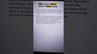 FULL stack vs MEAN stack  vs MERN stack
