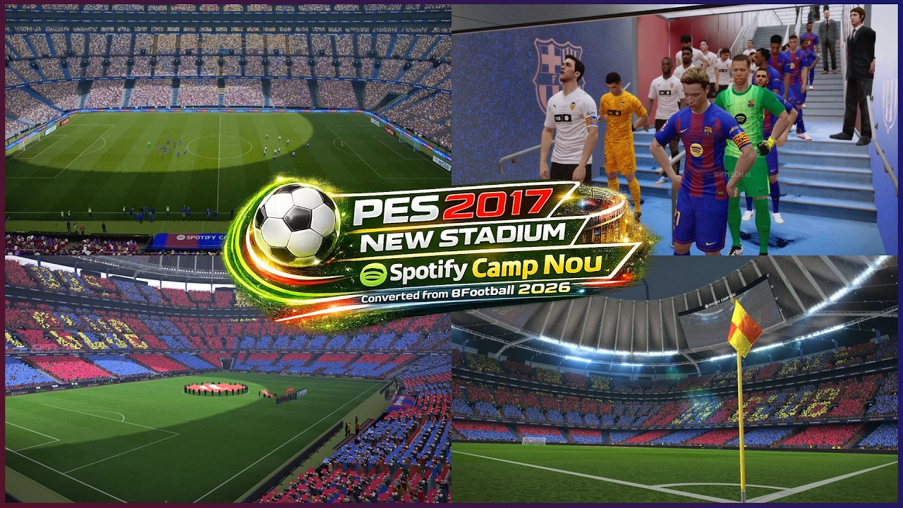 😱 Новый стадион PES 2017: Исторический Камп Ноу (Spotify), перенесенный из Efootball 2026.