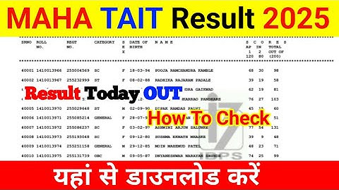 MAHA TAIT Result 2025 Kaise Dheke ? How To Check Maharashtra TAIT Result 2025 ? MAHA TAIT Result OUT