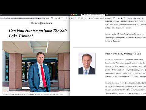 Salt Lake Tribune Takes Government PPP Loan, And Deny Coal Industry Aide; Paul Huntsman's Two Step?