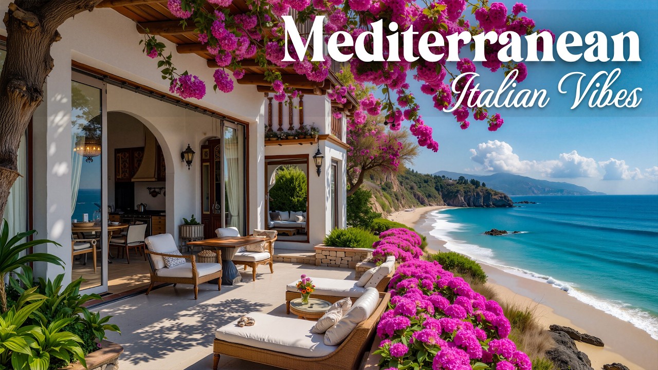 Italian Vibes & Mediterranean Music - Serene Amalfi Coast & Lake Como Relaxing Dreamy