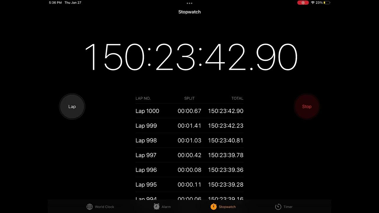 Getting 1000 laps in my stopwatch YouTube