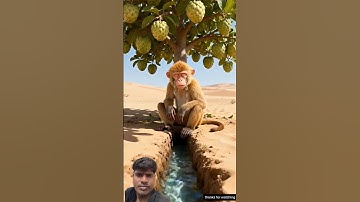 The monkey saved the custard apple plant from drying up by watering it 😭 #ai #save#tree #water