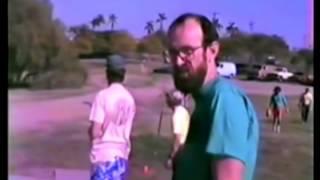 1984 San Diego Disc Golf Team Tournament - Feral Stork (Dan Roddick) attacks Camera.
