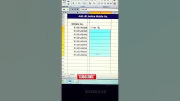 Magic tricks for add +91 #excel #exceltips #exceltricks #exceltutorial #tricks #trending #shorts