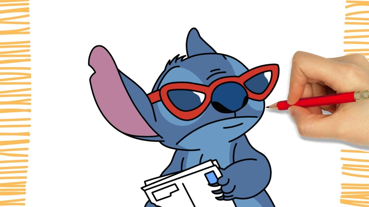 How to Draw STITCH WITH GLASSES I Easy 