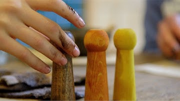 How to stain your peg dolls with Karen.