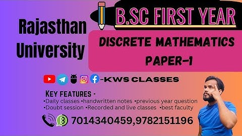 B.sc first year math paper -1 discrete mathematics/ rajasthan University exam 2023