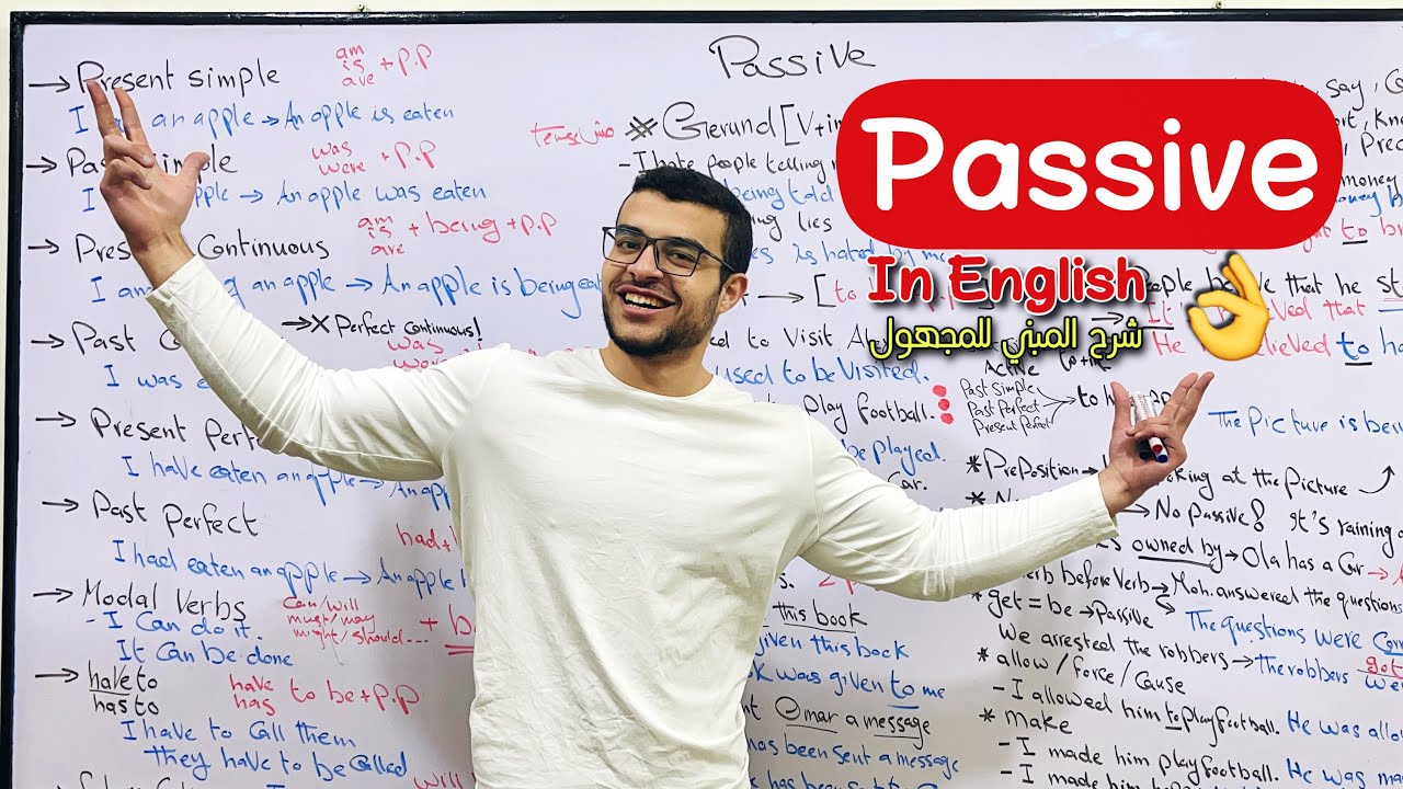 شرح المبني للمجهول ال passive في اللغة الانجليزية مع د/ عمر ❤️ ( شرح ال passive voice )