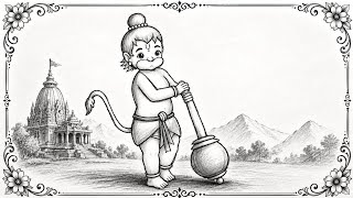 Title: Bal Hanuman Drawing Easy Pencil Sketch | Cute Hanuman Ji Drawing Step by Step