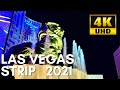 Las Vegas Strip at Night - 2021 Virtual Walking Tour - Treadmill Video - Binaural Sound【4K】
