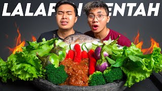 MUKBANG RAW LALAPAN SALTED FISH WITH HELL'S SAMBAL EATING JUMBO CHILIS!!🥵