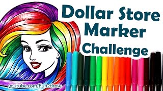 How to Colour, Color with $1.25 Dollar Store Markers Challenge | Mei Yu | Cheap Marker Art Challenge