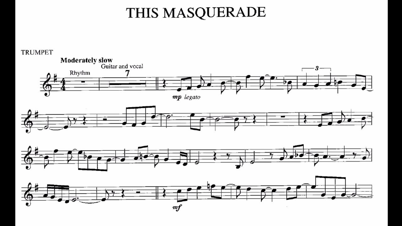 This Masquerade Trumpet Play Along - Bb Instrument This Masquerade Trumpet Play Along - Bb Instrument
