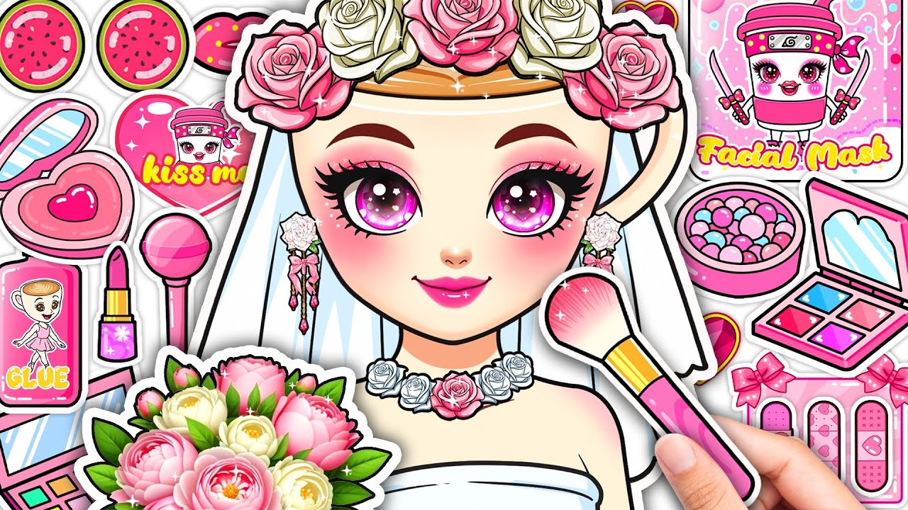 🌸Поделки из бумаги🌸Свадебная балерина-капуччина 💍👰🏻‍♀️ Уход за кожей + Макияж + Ногти💄🎵ASMR Распа...