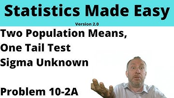 Statistics Module 10 V2 - Two Population Means, One Tail Test, Sigma Unknown, Problem 10-2A