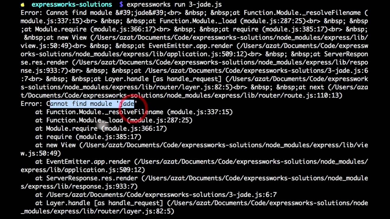 ExpressWorks: 3. Jade Template Engine [Solution] - YouTube