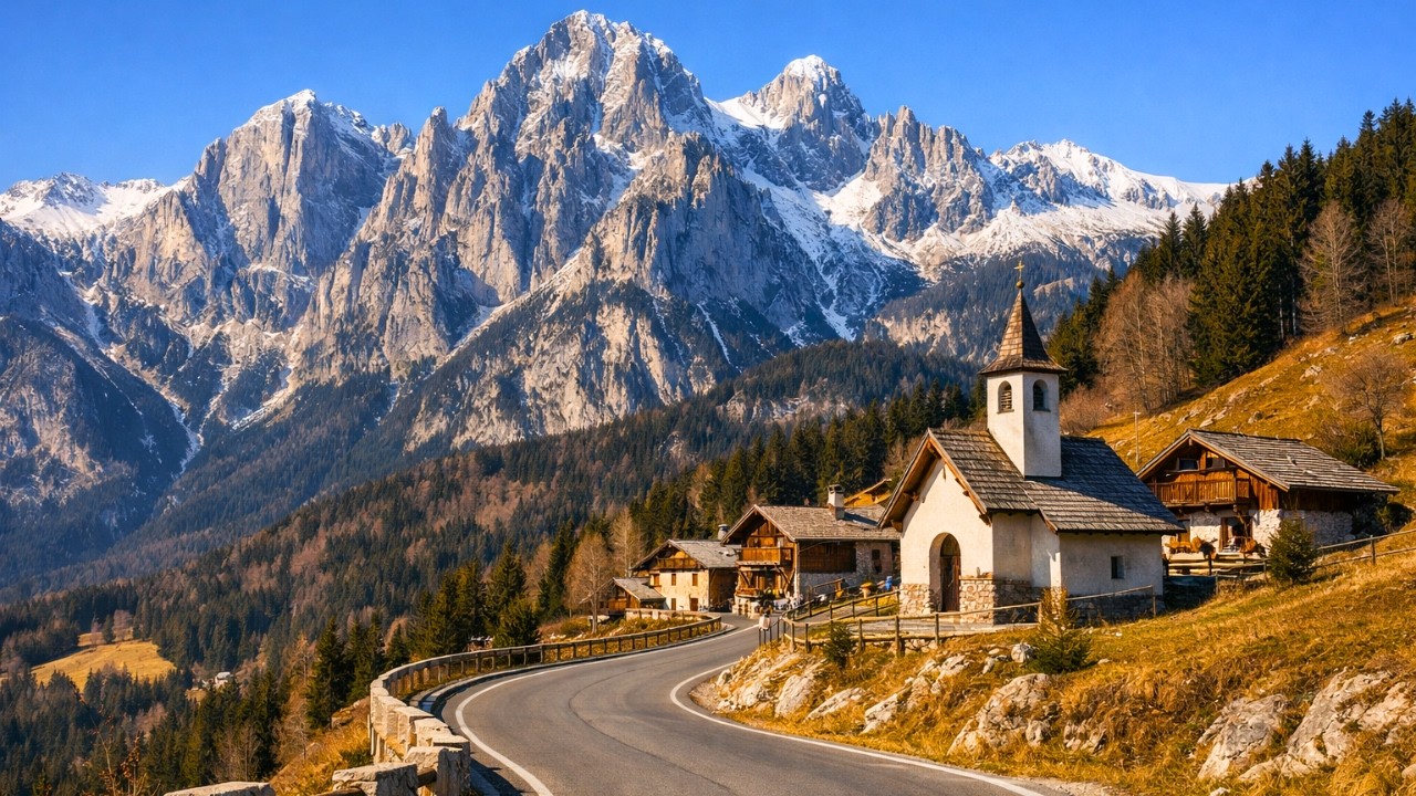 Красивая Зимняя Поездка Через Альпийские Деревни | Италия 4K