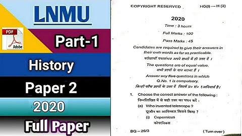 Lnmu ba part 1 history honours paper 2 2020
