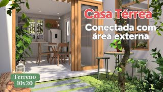 Casa Térrea conectada com área externa - 2 quartos, 1 suíte