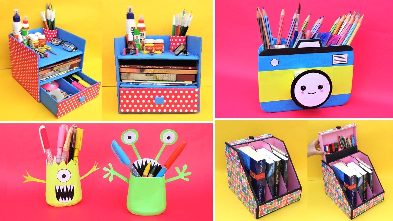4 Easy Desk Organization Ideas/ Best out of waste /DIY Desk Organizers