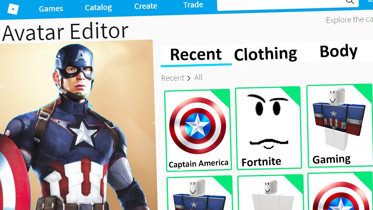 Making Fortnite Captain America A Roblox Account Youtube - roblox captain america profile